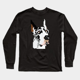Harlequin Great Dane Pixel Art Long Sleeve T-Shirt
